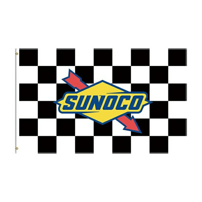Rakuten - ガレージ系 特大フラッグ 「SUNOCOチェッカー」サイズ約150cm×90cm タペストリー 片面プリント ポリエステル素材 ハトメ付き 部屋の壁や店舗装飾に 秘密基地 男前インテリアにも◎