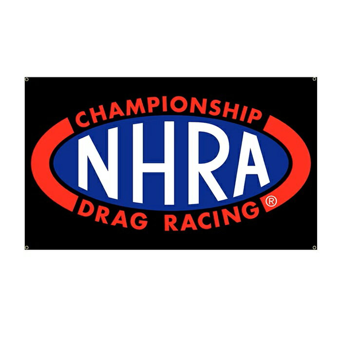 Rakuten - ガレージ系　特大フラッグ 「NHRA・ブラック」サイズ 約150cm×90cm タペストリー バナー 片面プリント ポリエステル素材 ハトメ付き 部屋の壁や店舗装飾に 秘密基地 模様替え 男前インテリアにも◎