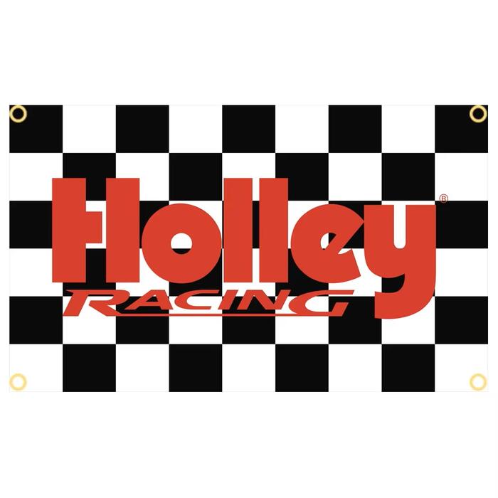 Rakuten - ガレージ系 特大フラッグ 「Holley・チェッカー」サイズ約150cm×90cm タペストリー 片面プリント ポリエステル素材 ハトメ付き 部屋の壁や店舗装飾に 秘密基地 男前インテリアにも◎
