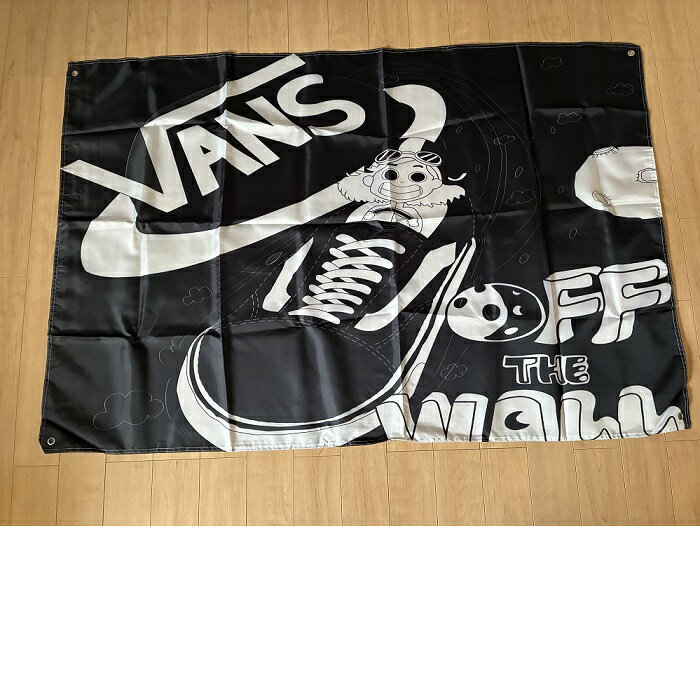 ガレージ系 特大フラッグ 「VANSイラスト」サイズ約150cm×90cm タペストリー 片面プリント ポリエステル素材 ハトメ付き 部屋の壁や店舗装飾に 秘密基地 男前インテリアにも◎