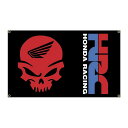 ガレージ系 特大フラッグ 「HRC・ドクロ」サイズ約150cm×90cm タペストリー 片面プリント ポリエステル素材 ハトメ付き 部屋の壁や店舗装飾に 秘密基地 男前インテリアにも◎