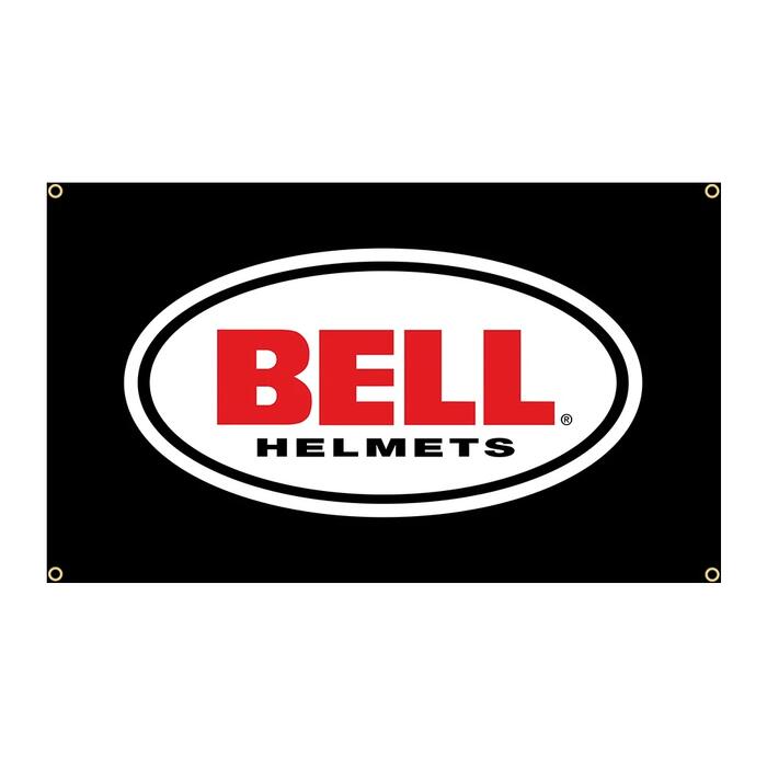 Rakuten - ガレージ系 特大フラッグ 「BELL（ベル）ヘルメット」サイズ 約60cm×90cm タペストリー 片面プリント ポリエステル素材 ハトメ付き 部屋の壁や店舗装飾に 秘密基地 模様替え 男前インテリアにも◎