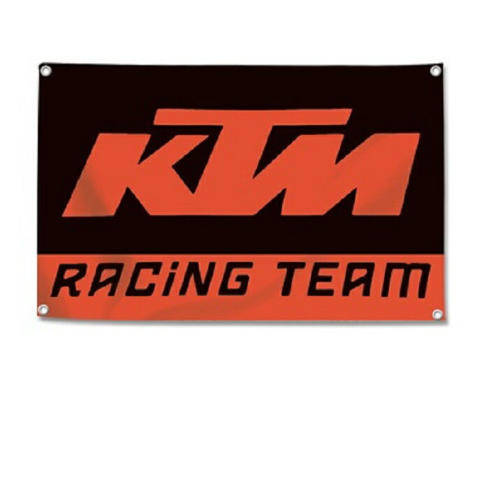 ガレージ系 特大フラッグ 「KTM・レーシングチーム」サイズ約150cm×90cm タペストリー 片面プリント ポリエステル素材 ハトメ付き 部屋の壁や店舗装飾に 秘密基地 男前インテリアにも◎