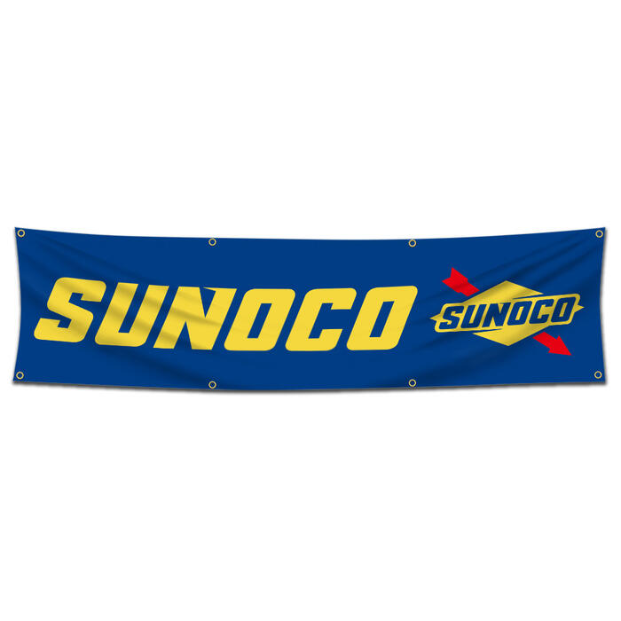 ガレージ系特大フラッグ 「SUNOCOブルー」サイズ約240cm×60cm タペストリー 片面プリント ポリエステル素材 ハトメ付き 部屋の壁や店舗装飾に 秘密基地 男前インテリアにも◎
