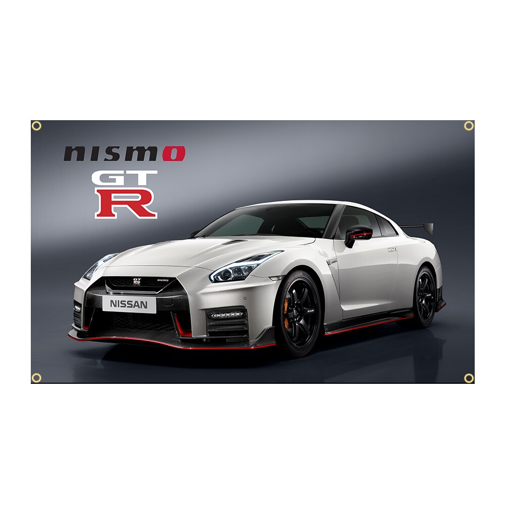 Rakuten - ガレージ系 特大フラッグ 「GT-R・ニスモ」サイズ 約90cm×60cm タペストリー 片面プリント ポリエステル素材 ハトメ付き 部屋の壁や店舗装飾に 秘密基地 模様替え 男前インテリアにも◎