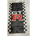 ガレージ系 特大フラッグ 「GT-Rチェッカー」サイズ 約90cm×60cm タペストリー 片面プリント ポリエステル素材 ハトメ付き 部屋の壁や店舗装飾に 秘密基地 模様替え 男前インテリアにも◎