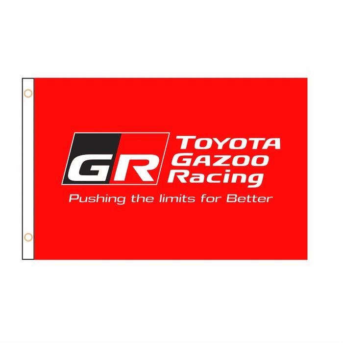 Rakuten - ガレージ系　特大フラッグ 「GRレーシング・レッド」サイズ 約150cm×90cm タペストリー バナー 片面プリント ポリエステル素材 ハトメ付き 部屋の壁や店舗装飾に 秘密基地 模様替え 男前インテリアにも◎