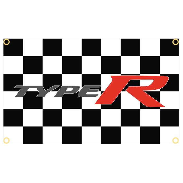 Rakuten - ガレージ系 特大フラッグ 「タイプR・チェッカー」サイズ 約150cm×90cm タペストリー バナー 片面プリント ポリエステル素材 ハトメ付き 部屋の壁や店舗装飾に 秘密基地 模様替え 男前インテリアにも◎