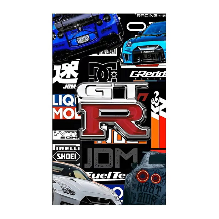 Rakuten - ガレージ系 特大フラッグ 「JDM・GT-Rイラスト」サイズ 約150cm×90cm タペストリー 片面プリント ポリエステル素材 ハトメ付き 部屋の壁や店舗装飾に 秘密基地 模様替え 男前インテリアにも◎
