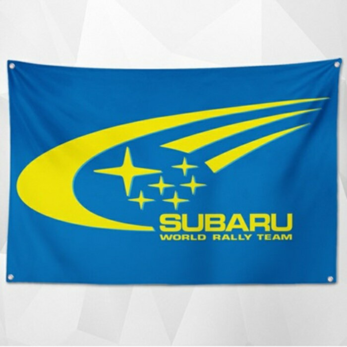 Rakuten - ガレージ系　特大フラッグ 「スバル・ロゴ2」サイズ 約150cm×90cm タペストリー バナー 片面プリント ポリエステル素材 ハトメ付き 部屋の壁や店舗装飾に 秘密基地 模様替え 男前インテリアにも◎