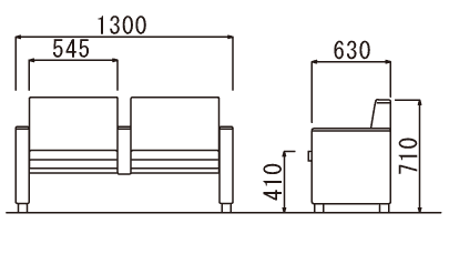 受注生産品 ラウンジチェア ロビーチェア 2人掛け 中肘付タイプ W1300 3色 エントランスベンチ LC-520AC 送料無料（代引決済不可商品）