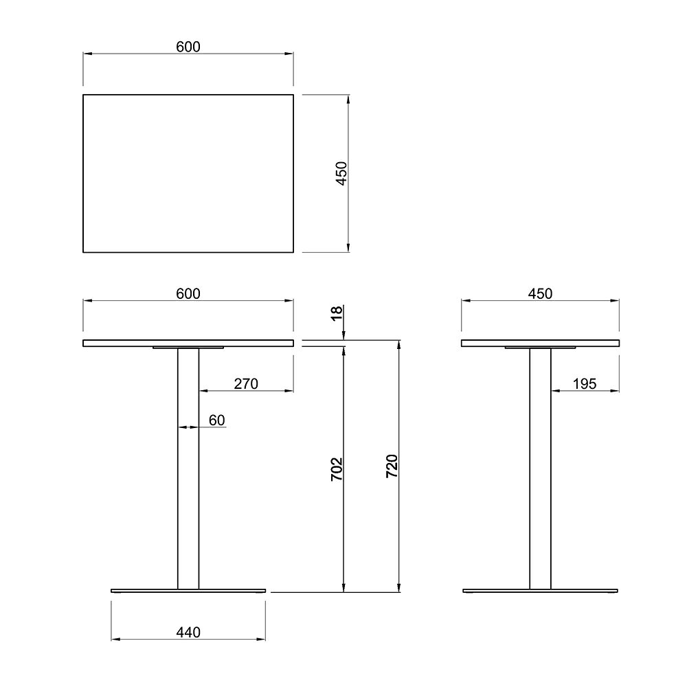 Rista(リスタ) カフェテーブル 長方形天板 W600×D450×H720 オーク ブラック脚 RFRCT-6045OA ロビー ラウンジ 休憩室 サイドテーブル 作業テーブル【事業所様限定】