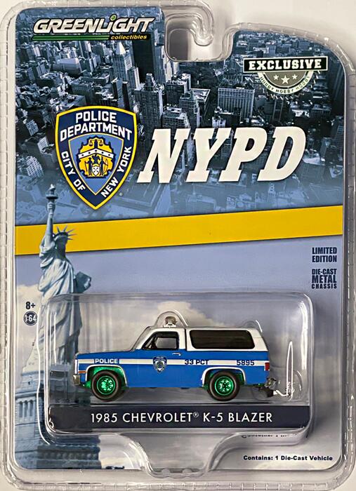 GREENLIGHT Collectibles 1985 CHEVROLET K-5 BLAZER NYPD GREEN WHEELS グリーンライト ハリウッド ミニカー