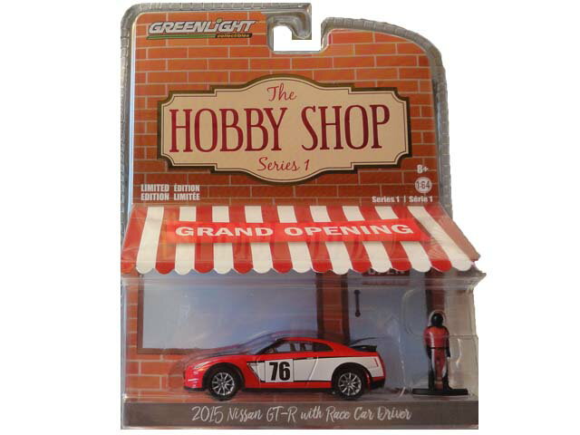 GREENLIGHT The HOBBY SHOP Series 1 2015 Nissan GT-R with Race Car Driver O[Cg ~jJ[