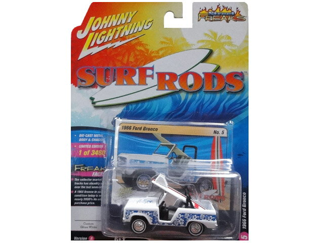 JOHNNY LIGHTNING SURF RODS 1966 Ford Bronco Custom Gloss White ジョニーライトニング ミニカー