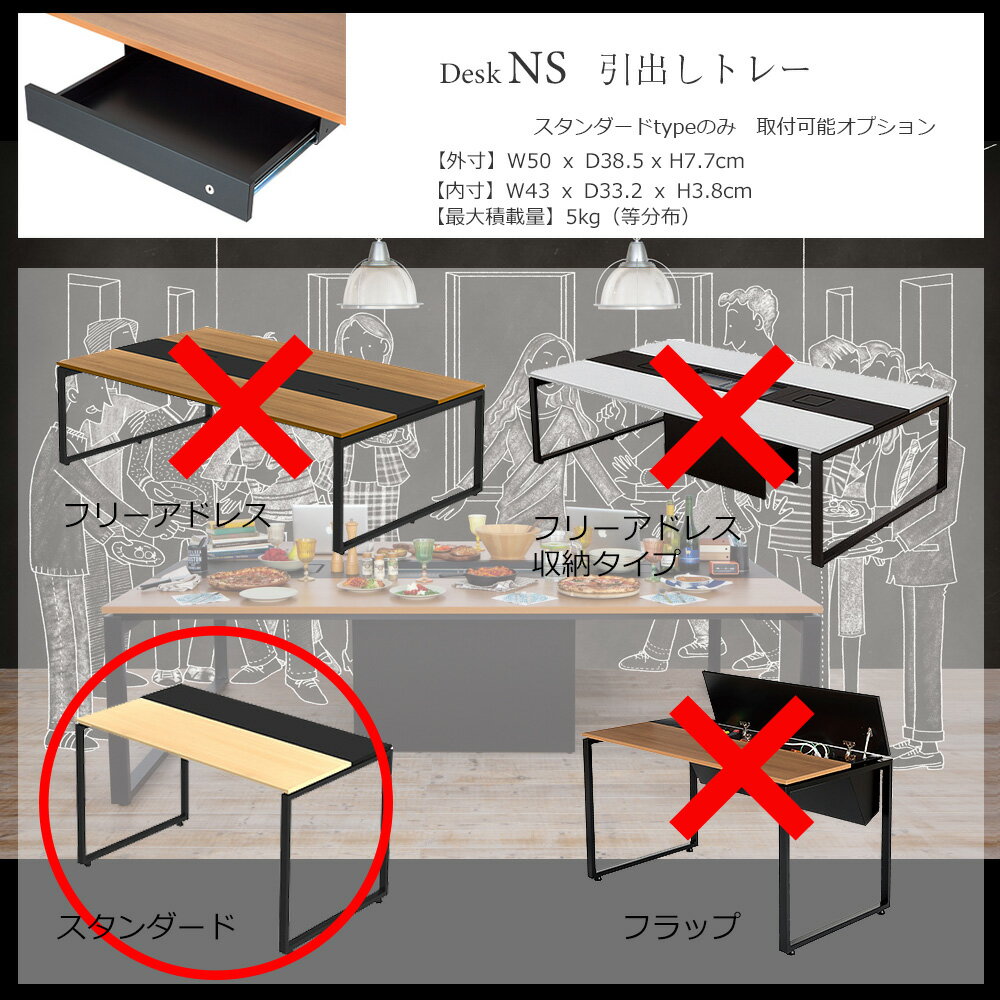 デスクNS 引出トレー （Garage ガラージ スタンダード用 引き出しトレー 引出しトレー トレー 引出 引き出し 引出し 鍵付き 鍵 安全 セキュリティ スチール製 収納 整理 整頓 大容量 容量 片付け 幅500×奥行385 ×高さ77 mm ） 在宅