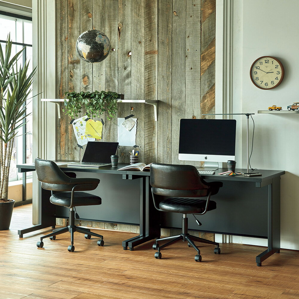 オフィスデスク 平机 オールブラック 幅120cm 奥行60cm（日本製 スチールデスク 事務机 事務デスク ワークデスク スチール製 シンプル 事務所 国産 幅1200mm 奥行600mm 一人暮らし 頑丈 コンパクト 保証 PLUS製 黒 かっこいい）のサムネイル