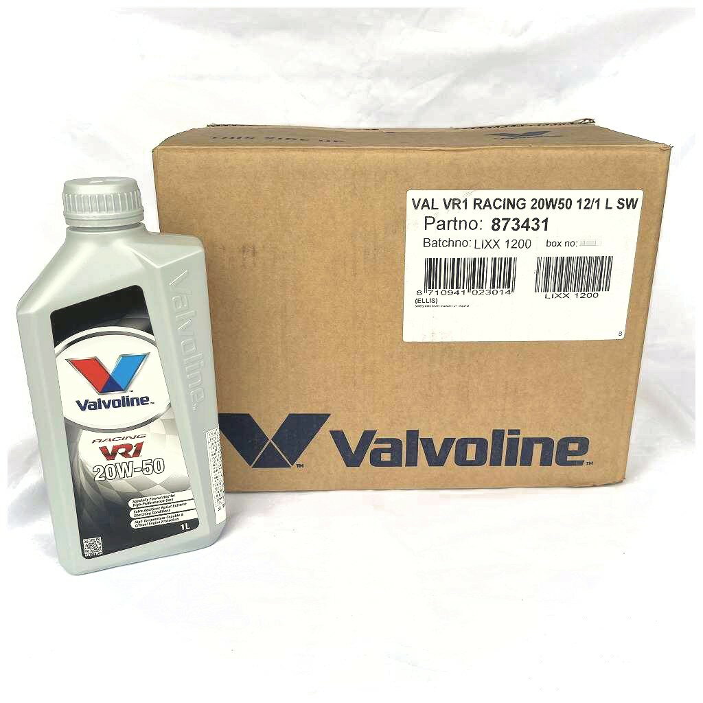  Valvoline　バルボリン　VR1 Racing　レーシング　エンジンオイル　20W-50 鉱物油 A3/B4 1Lボトル×12本入り　873431