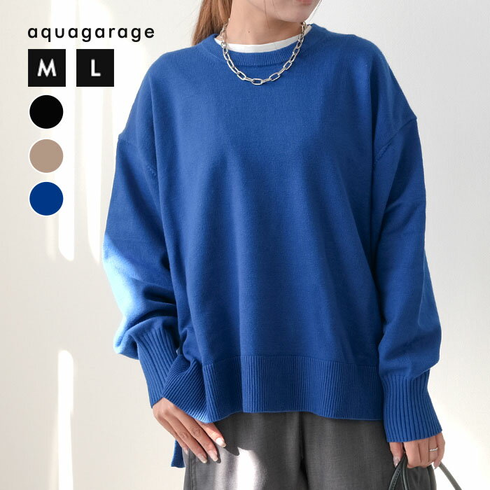 【2025新作】 サイドスリットニットプルオーバー 秋 冬 M レディース