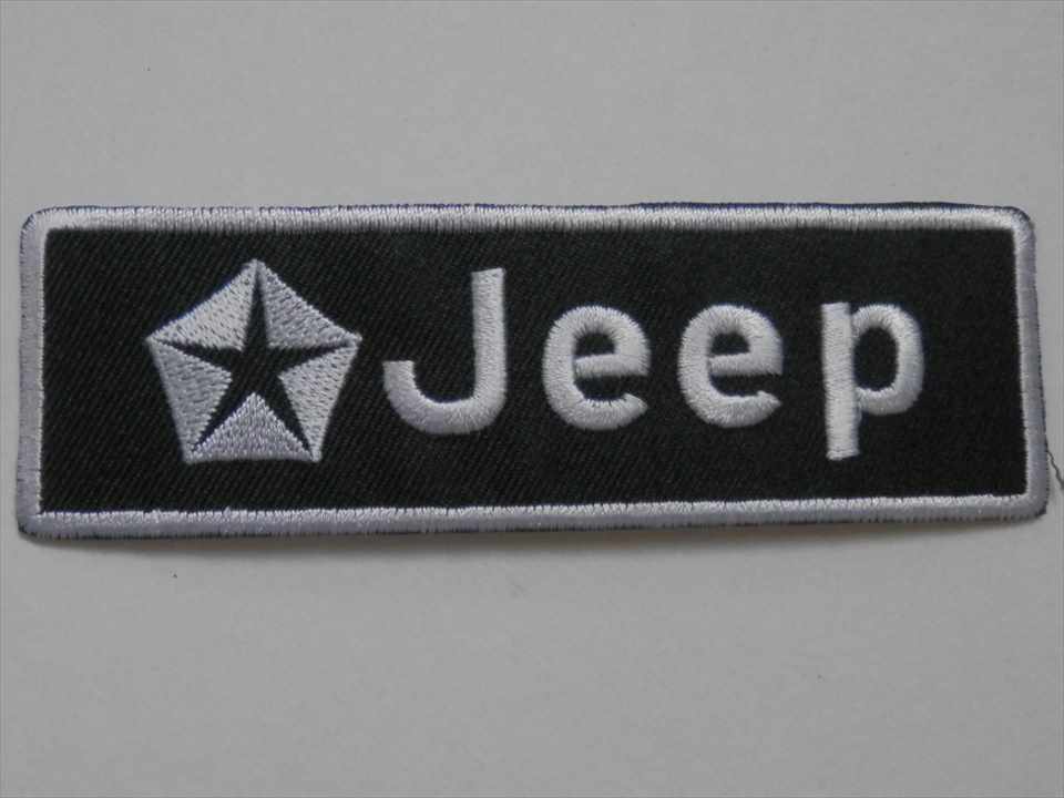 JEEP　エンブレムワッペン　マーク付　4角　クロ/シロ　（232304）