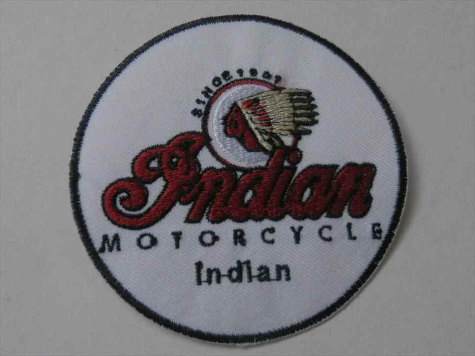 INDIAN　MOTORCYCLE　エンブレムワッペン　マル　シロ/アカ　（254208）