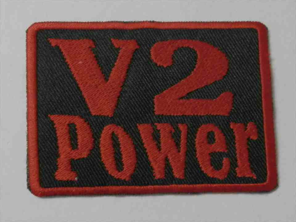 V2　POWER　ワッペン　クロ/アカ　（254303）