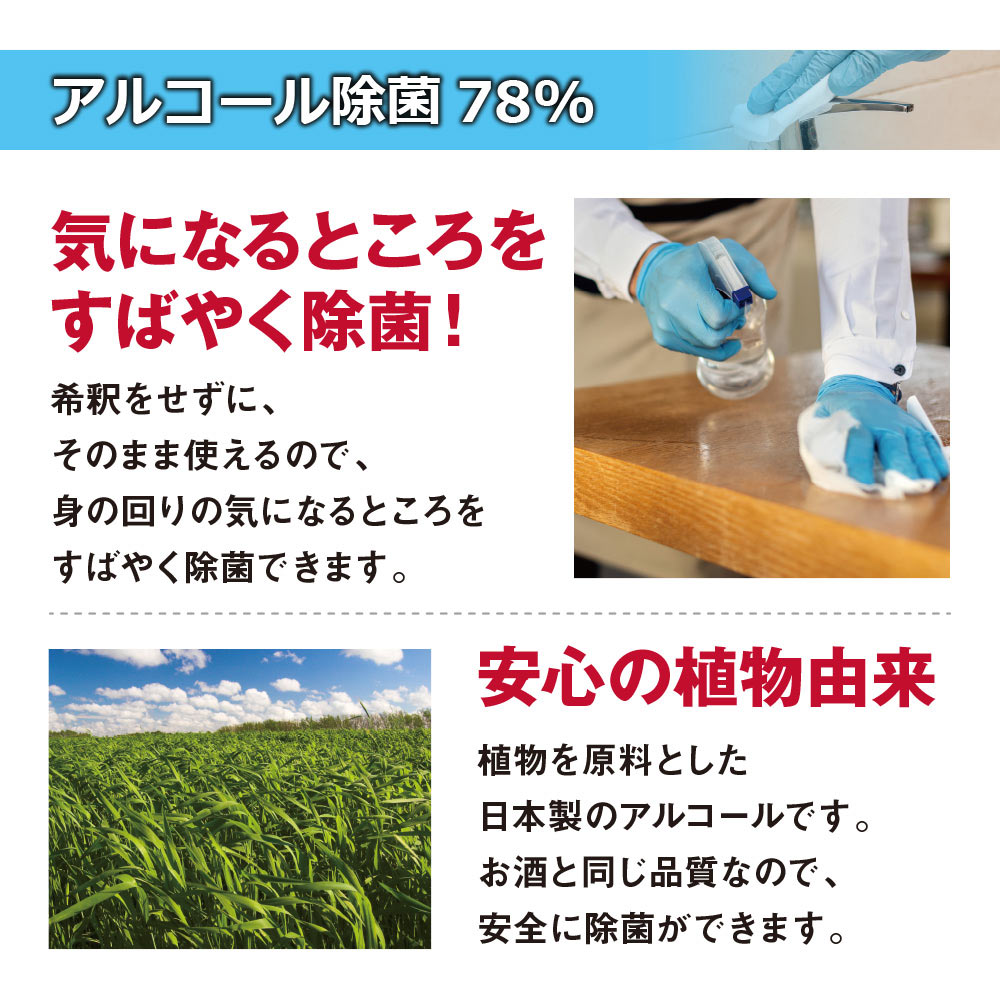 ヒロバ・ゼロ アルコール除菌78【1Lあたり412.5円】16L(4L×4個) 洗浄剤 除菌剤 発酵エタノール78% 3