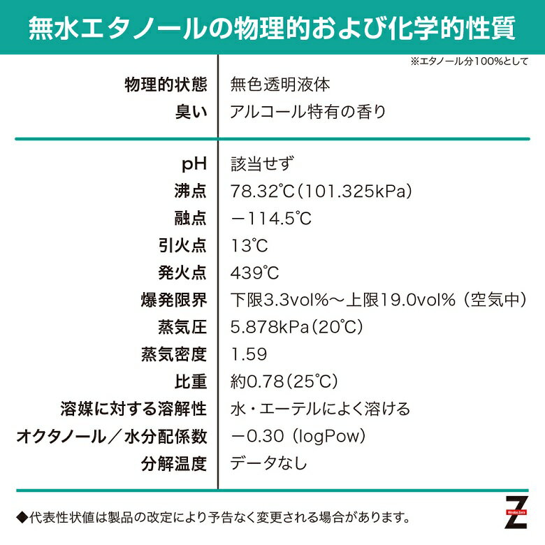 ヒロバ・ゼロ 無水エタノール 18L 発酵アルコール99.8％以上 除菌剤 油汚れ落とし 溶剤 洗浄剤