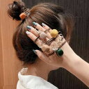 プチプラ ヘアゴム カラフル スクエア クリア チャーム 韓国風 ヘアアクセサリー 大人 かわいい ヘアアレンジ 髪留め