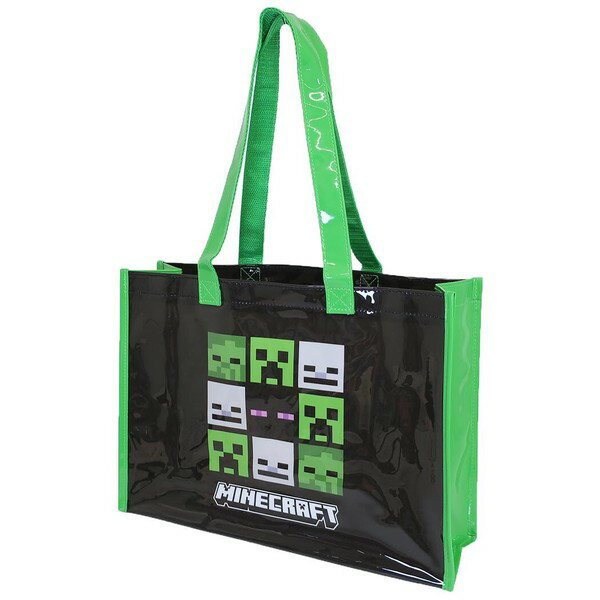 樂天商城 - マインクラフト プールバッグ ブラック 子供 キッズ ビーチバッグ マチ付き マイクラ ビニール トート キャラクター バッグ