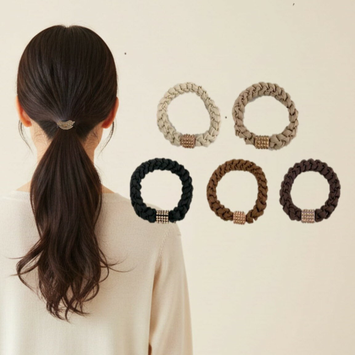 ヘアゴム ヘアアクセ シンプル おしゃれ 5本セット 跡がつかない 髪ゴム 簡単 まとめ髪 柔らかい 編み..
