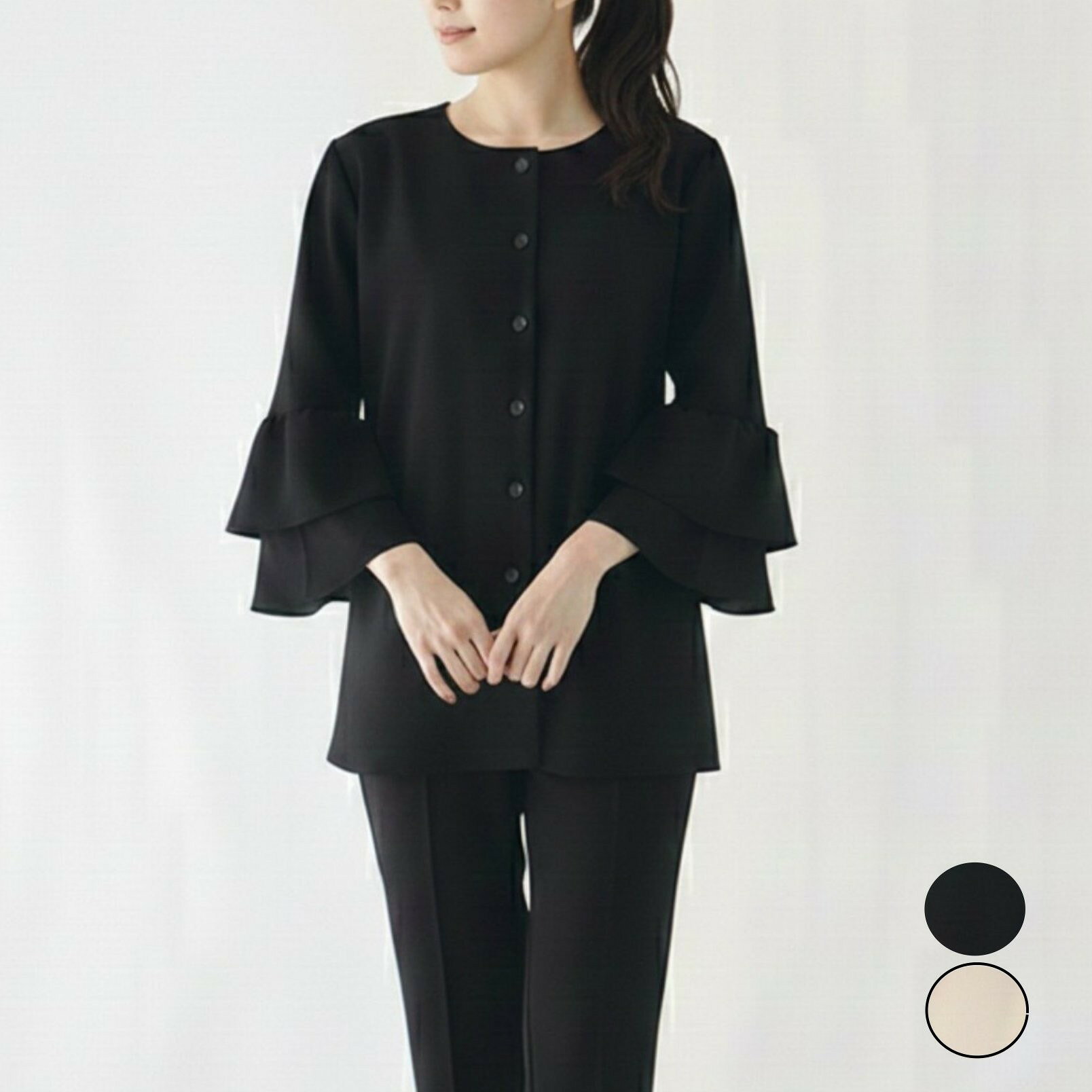 ティアード袖ジョーゼット羽織 レディース 2段袖 ブラウス ハレの日 オケージョン 入学入園 卒園卒業