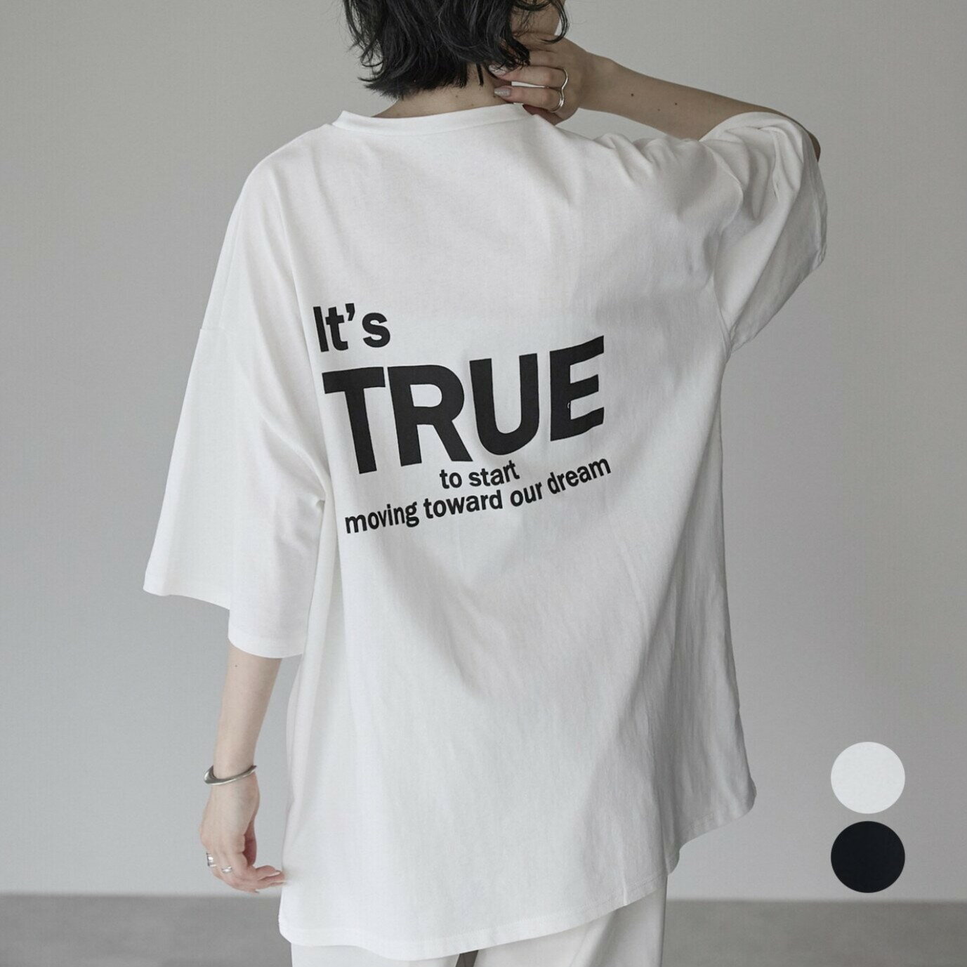 樂天商城 - バックロゴプリント ビックTシャツ 半袖 レディース 大人 シンプル カジュアル ストリート [衣類]