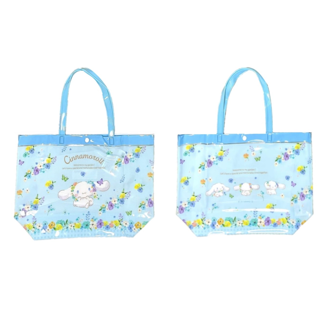シナモロール クロミ プールバッグ 子供 キッズ ビーチバッグ サンリオ マチ付き ビニール トート キャラクター バッグ 2