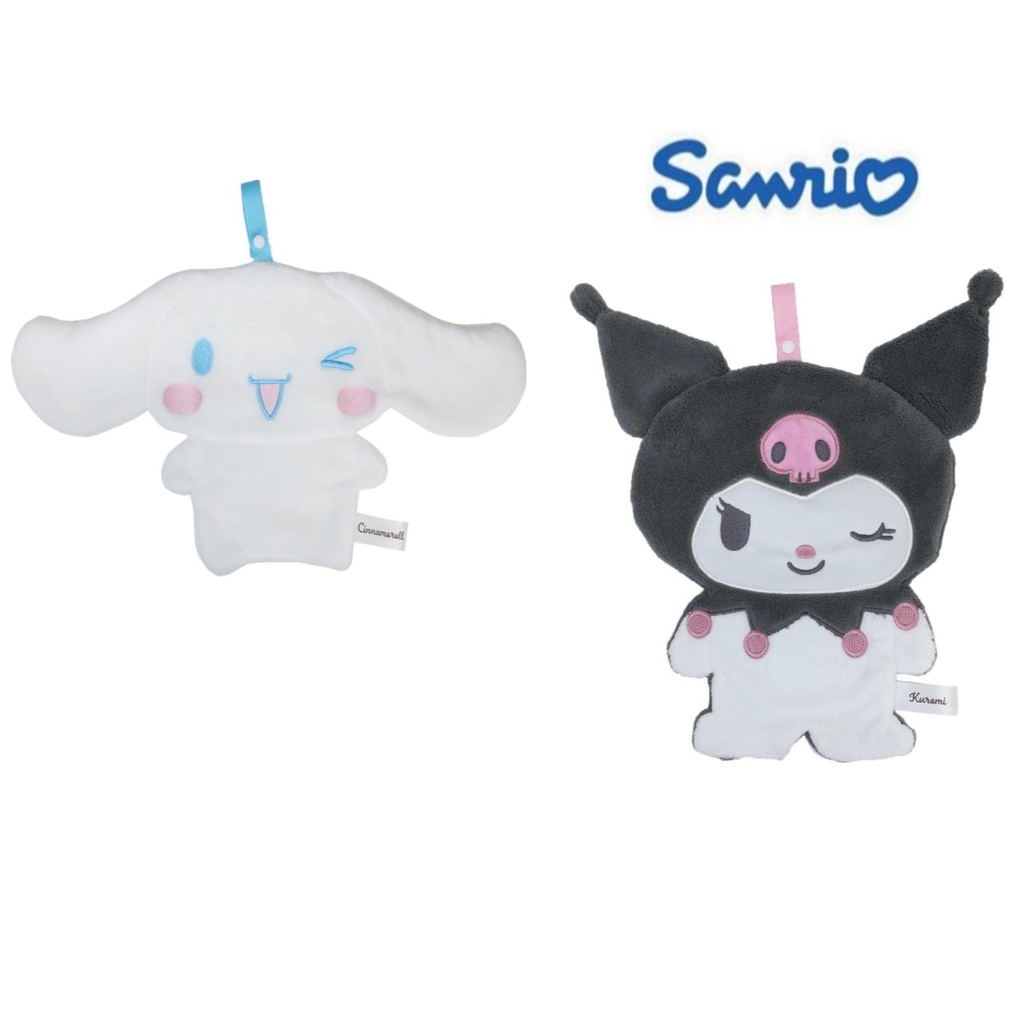 シナモロール ループタオル クロミ かわいい マスコット吊りタオル 幼稚園 保育園 こども園 入園入学 準備 子供 キッズ サンリオ メール便 ハンドタオル ふんわり 柔らか お手ふき こども ベビー 大人気のサンリオキャラクターがかわいいお手ふきタオルです。大き目サイズでマスコットみたいにかわいい♪名前スペース付きで通園、通学のおともにもぴったり♪ループボタン付きタオルで、手洗い場や台所、バッグやベビーカーなどに取り付け可能。しっかり吸水、ふんわり気持ちいい肌触り。■サイズ：シナモロール約420×220mm　クロミ約275×345mm■素材：ポリエステル■生産国：中国※お洗濯についてのお願い最初若干色落ちすることがありますので初めのうちは必ず単独でお洗いください。漂白剤は使用しないでください。糸は引っ張ると抜けますので、取り扱いには十分注意してください。※名前をお書きいただく際は、布書きペンをご使用ください。 5