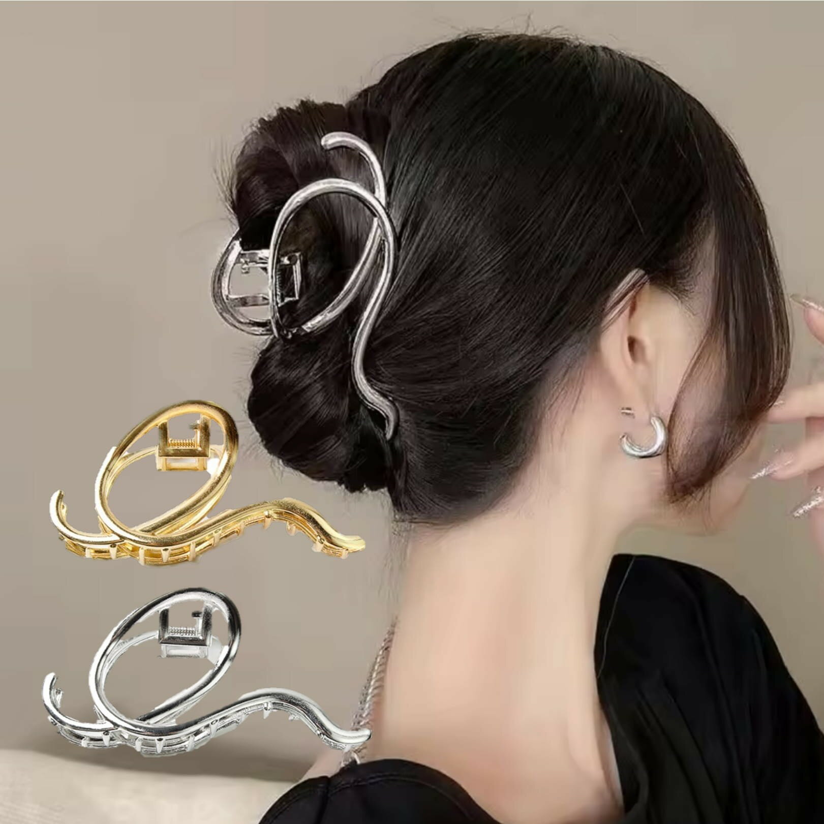 樂天商城 - バンスクリップ 金属 O型 ヘアクリップ ヘアアクセサリー なみなみ シンプル ゴールド 髪留め ヘアアレンジ おしゃれ