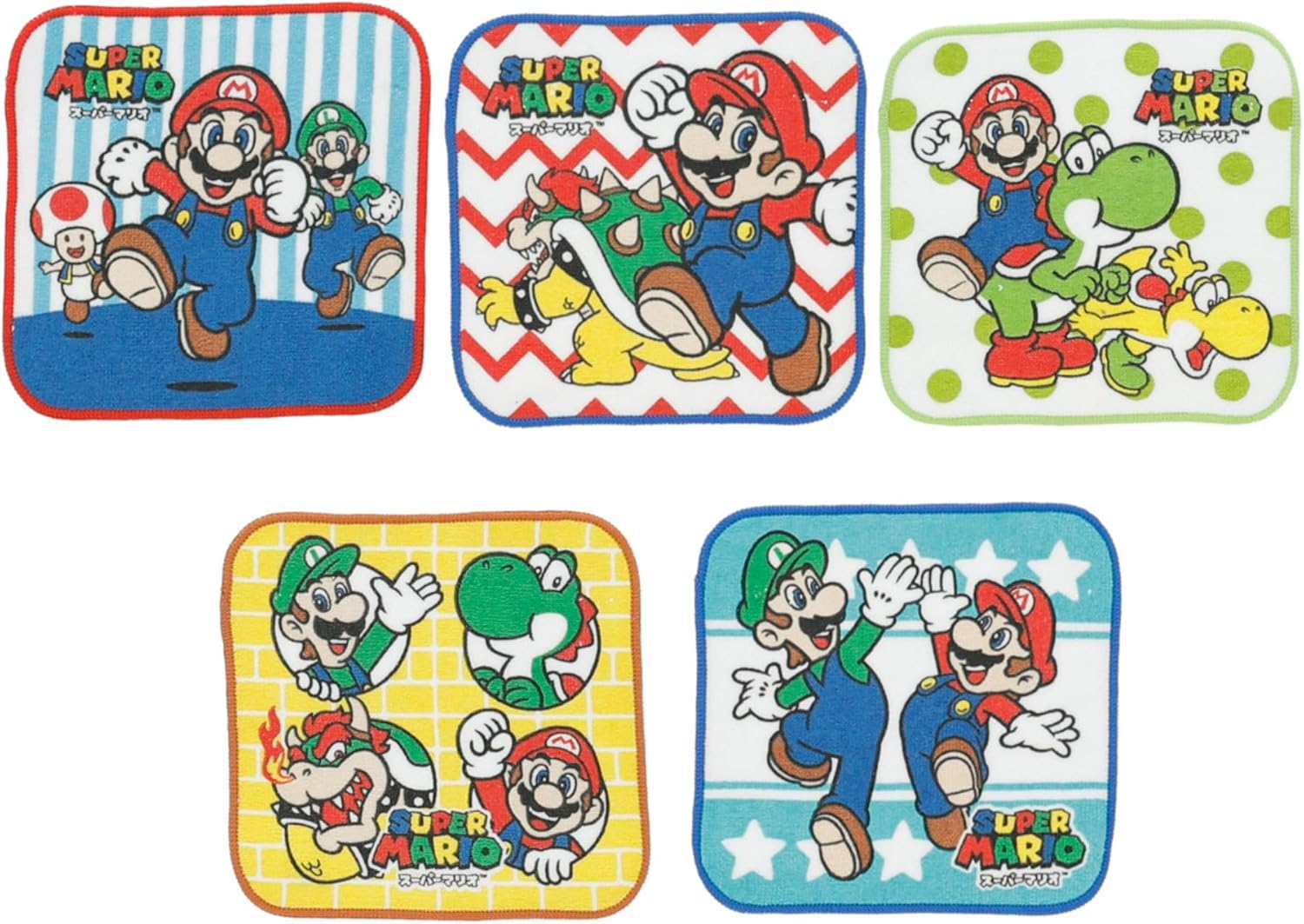 樂天商城 - マリオ ミニタオル 5枚組 ハンカチセット サンリオキャラクターズ 幼稚園 保育園 こども園 入園入学 準備 キ