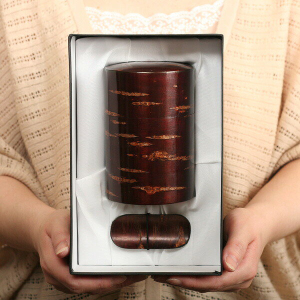 茶筒 桜皮 総皮茶筒 無地皮 大 ギフトセットA-23 藤木伝四郎商店 桜皮細工 角館 樺...