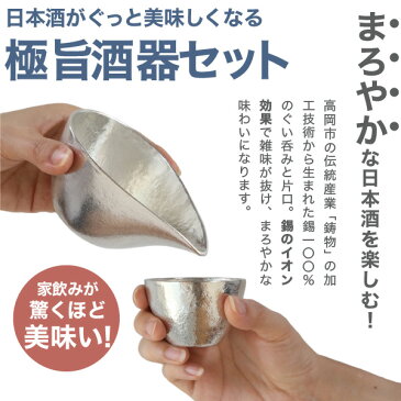 名入れ 能作 錫製 酒器セット ぐい呑み(錫×錫) 片口小(錫) 猪口 酒器 ぐい呑 父の日 還暦祝い 退職祝い 内祝い ギフト 記念品 プレゼント 送料無料