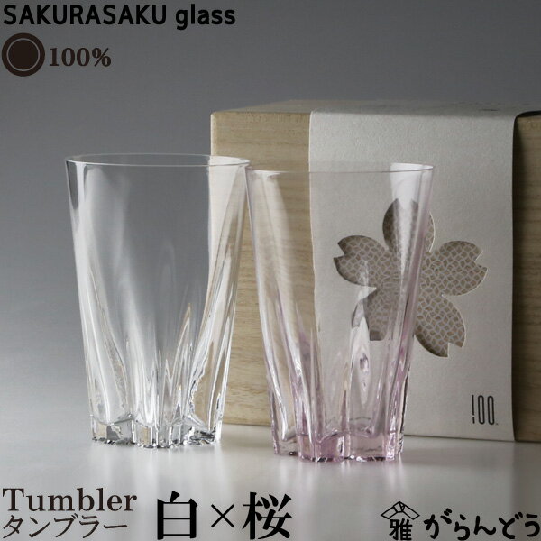 100%　サクラサクグラス【SAKURASAKU glass】　Tumbler（タンブラー）紅白ペア　さくらさくグラス　酒器　ビールグラス・ビアカップ　