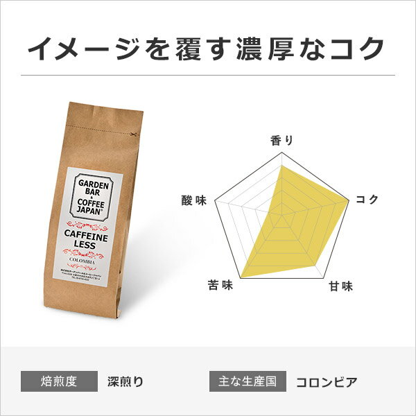 【500g】デカフェコロンビア（カフェイン99％カット／コーヒー豆／デカフェ／カフェインレス）コロンビア COFFEE 心斎橋焙煎所