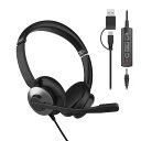 ヘッドセット 有線 マイク付きイヤホン 3.5mm/USB-A/USB-C対応 ノイズキャンセリング ステレオ 音量調節 ミュート機能 軽量快適 オンライン会議...