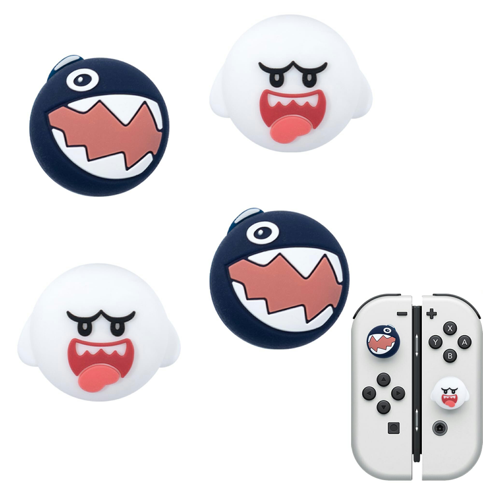Switch スティックカバー 4枚入れ Switch従来/有機ELモデル/Lite 対応 取り付け簡単 滑り止め ジョイコン アナログスティック カバー 親指グリップキャップ (ワンちゃん)