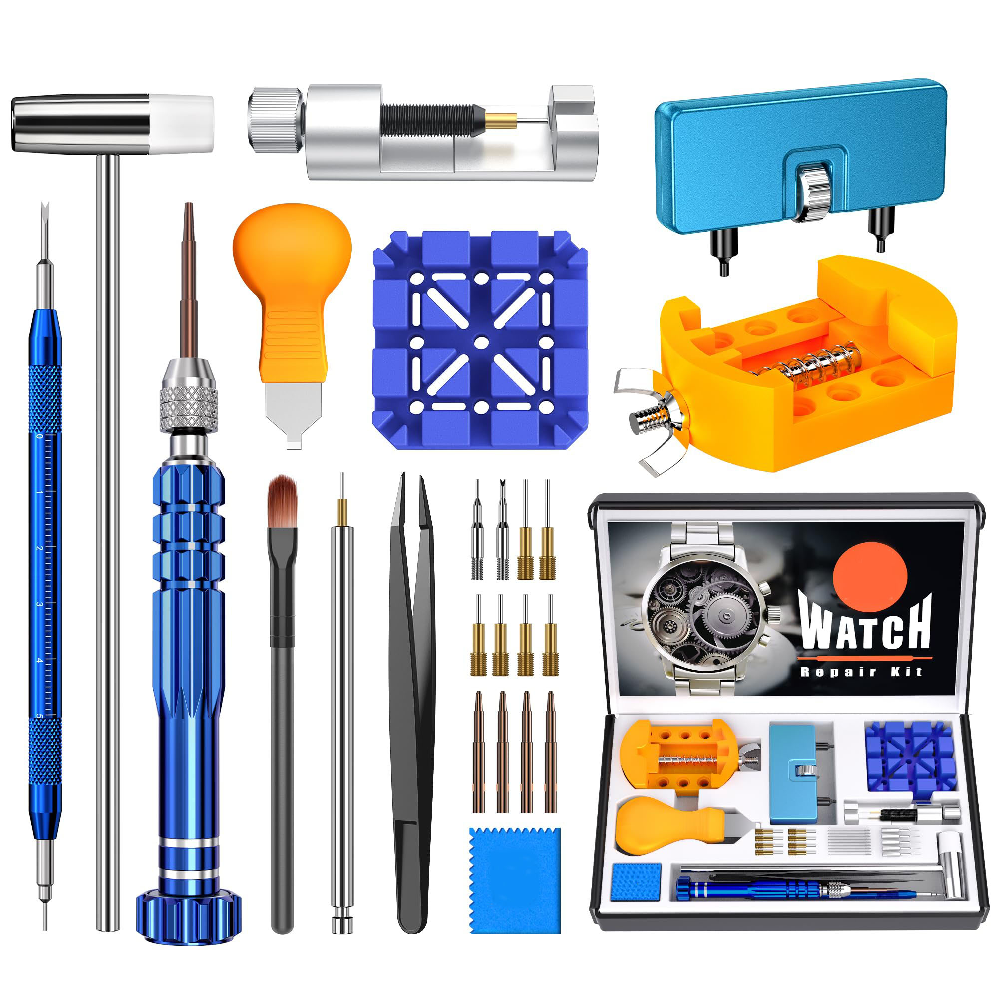 時計 工具、時計修理工具、腕時計 ベルト調整交換 工具、腕時計電池交換工具、時計裏蓋外し工具キット..