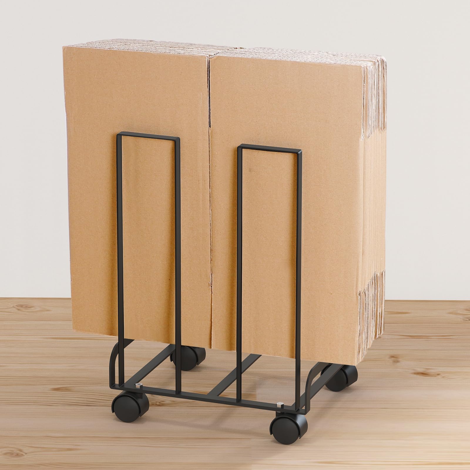 【段ボールを定位置まとめる】 ダンボールストッカー 黒 | キャスター付き コンパクト シンプル おしゃれ スタンド 隙間収納 ラック 整理整頓 便利グッズ キッチン 玄関