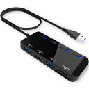 SDカードリーダー USB3.0 カードリーダー USBハブ 5-in-1 USB3.0ポート+SD&TF/microSDカードリーダー 同時読み書き【microSDXC/microSDHC/microSD/SD/SDHC/SDXC/RS-MMC/MMC】UHS-Iカード用 電源スイッチ付き 60cmケーブル USB SD変換アダプタ Windows/Mac OS/Chrome OS/Linus(2)