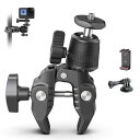 スーパークランプ 360°雲台 カメラマウント 1/4ネジ カメラホルダー Gopro用 緩み防止 蟹バサミクランプ モニターサポート/液晶モニター/アクションカメラ/一眼レフ/自転車・バイク・Goproに対応