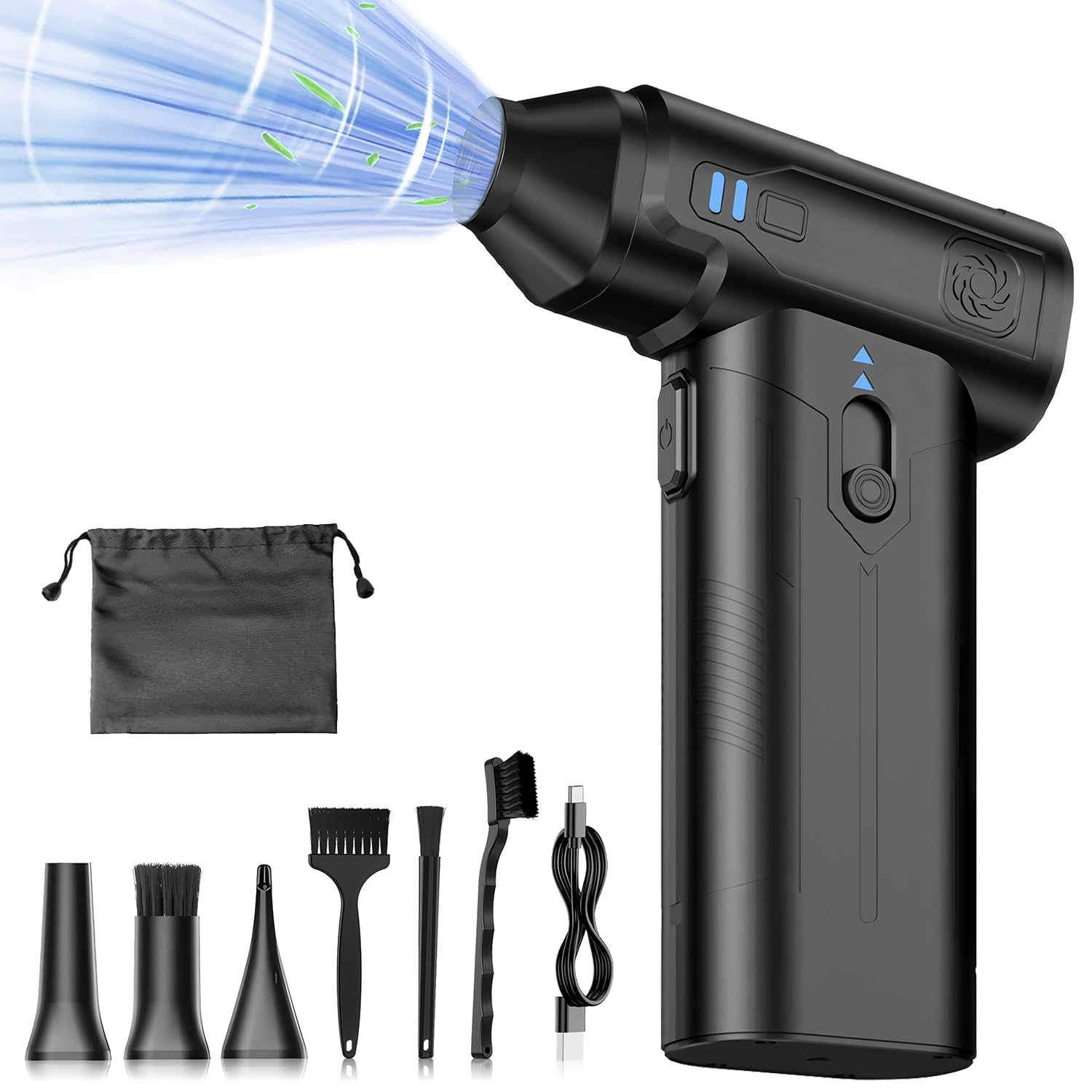 エアダスター ブロワー 小型 洗車 10000mAh 135m/sな風速 電動エアダスター 280000RPM 無段階風量調整 ..