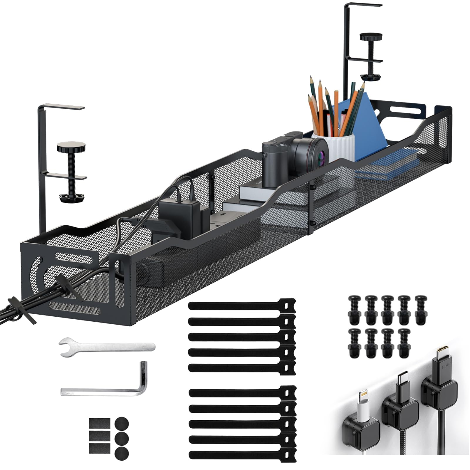 配線隠し ケーブルトレー デスク 収納 幅40cm コード収納 デスク周り 穴あけ不要・工具不要・簡単設置 ..