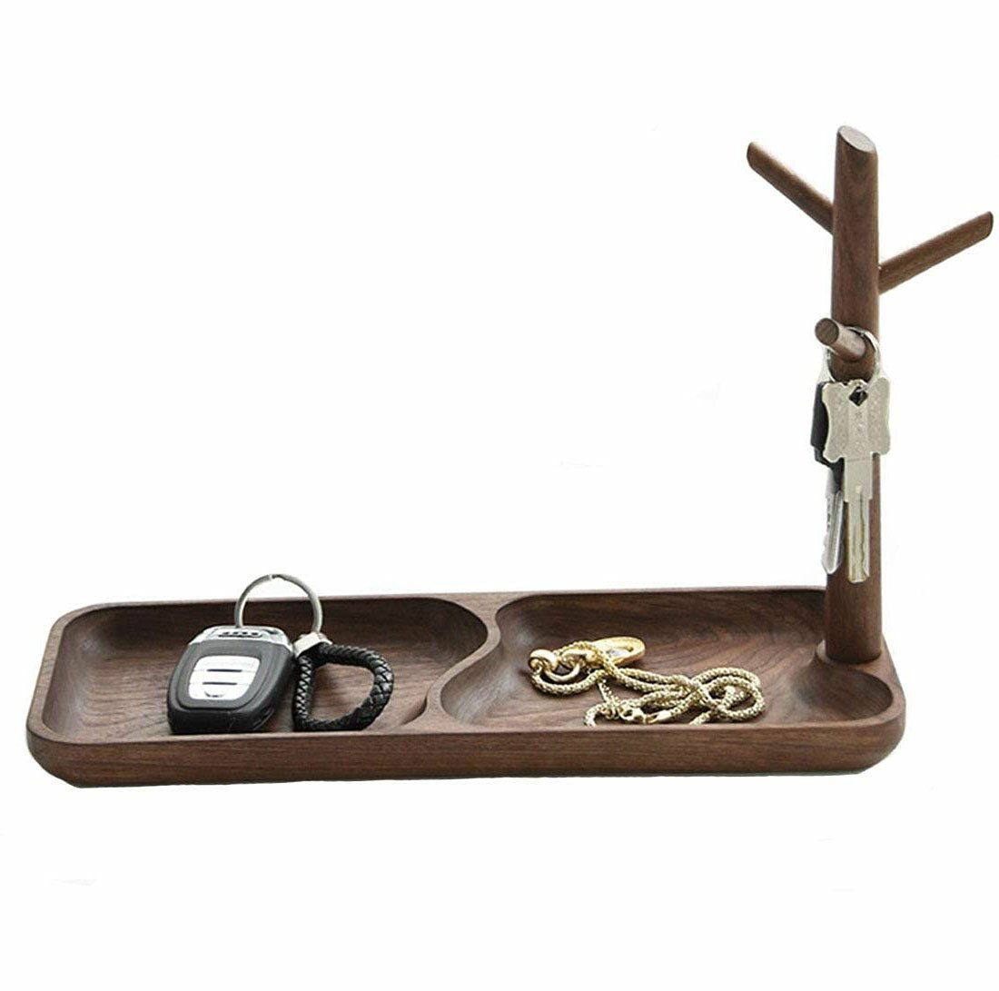 玄関収納 木製 キースタンド 鍵置き 鍵ホルダー 小物入れ 卓上収納 物ボックス 胡桃の木